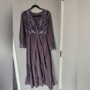 Chic Long Sleeve Gray Dress